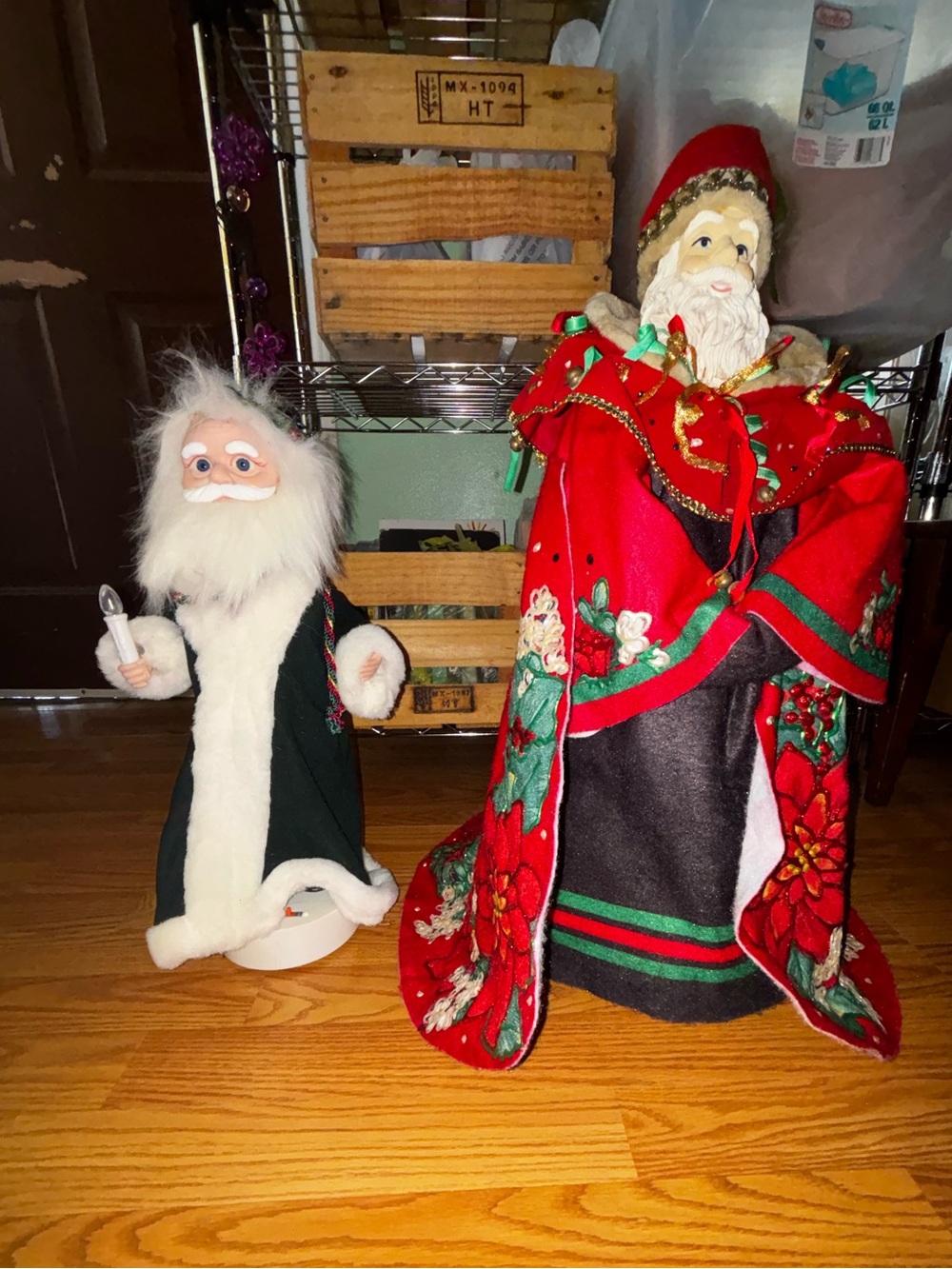 Holiday Santa Figurine - Red and Green Festive Home Accent